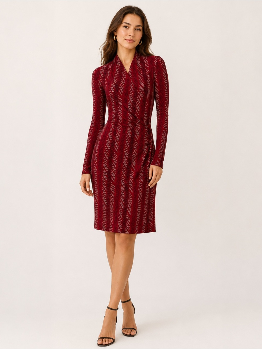Norma Kamali Red Stretch Faux‎ Wrap Dress Sz. S